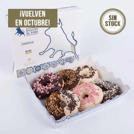 Bandeja de berlinas artesanas con chocolate disponibles en tienda online de pastelería de Valladolid sin stock hasta octubre