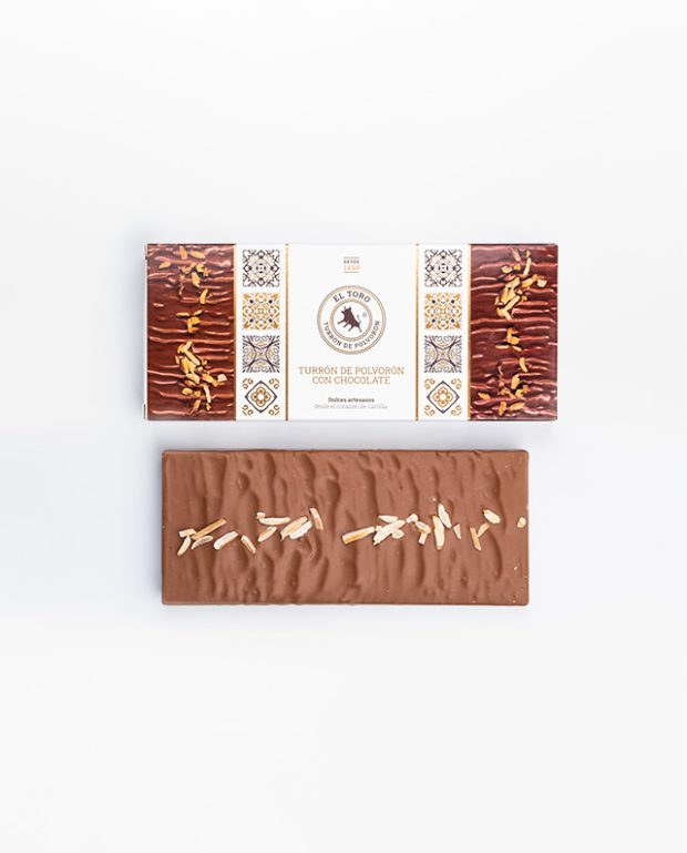Tableta de turrón de Polvorón El Toro con chocolate artesano en estuche gourmet para comprar en tienda online